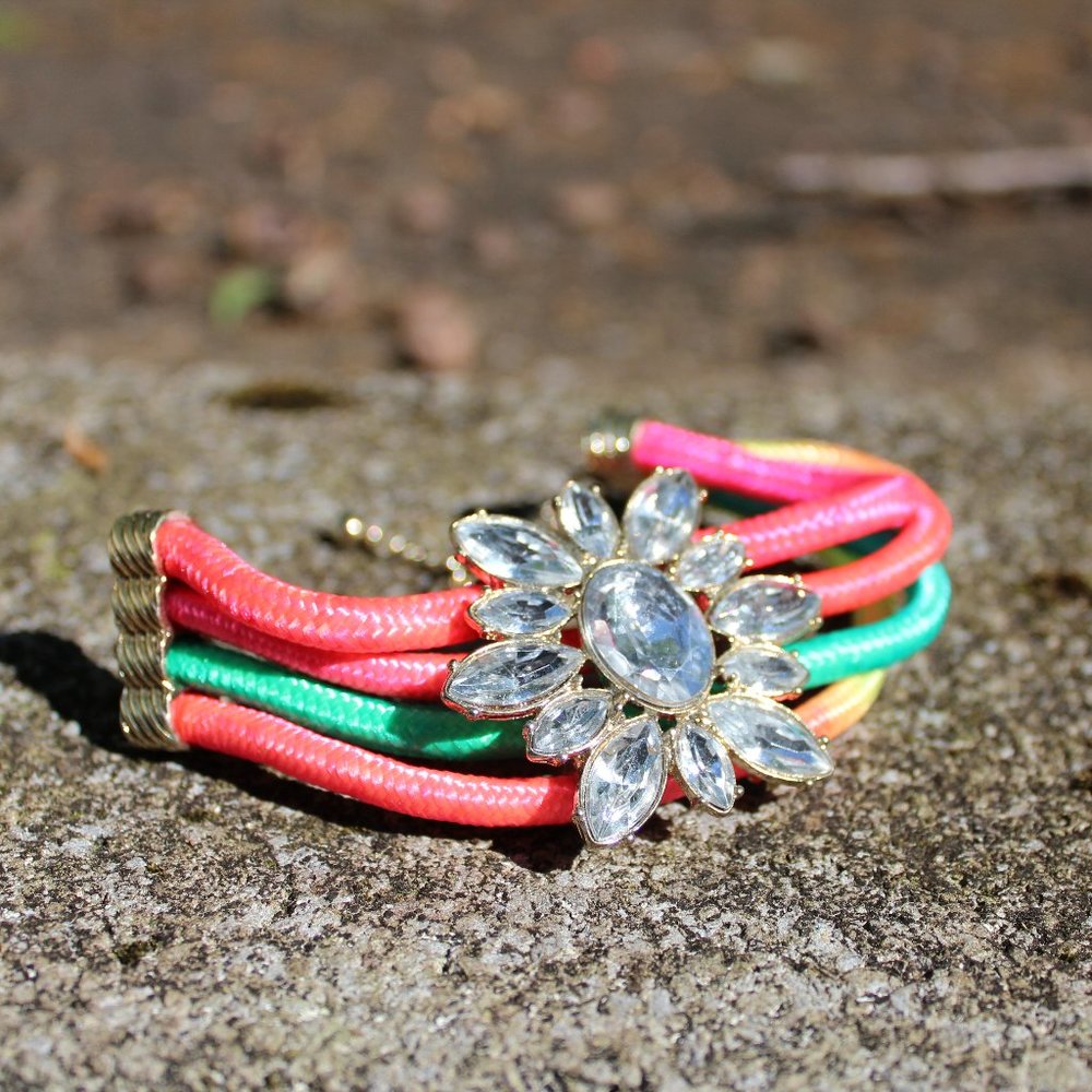 [5/$25]NEON Colorful Multiband rhinestone bracelet